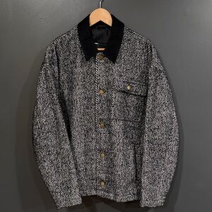 ASOS Men's Oversized Black and Gray Herringbone Jacket